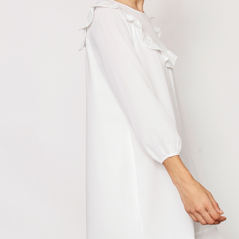 WHITE FLOWY RUFFLE DRESS - Picture 2 of 6